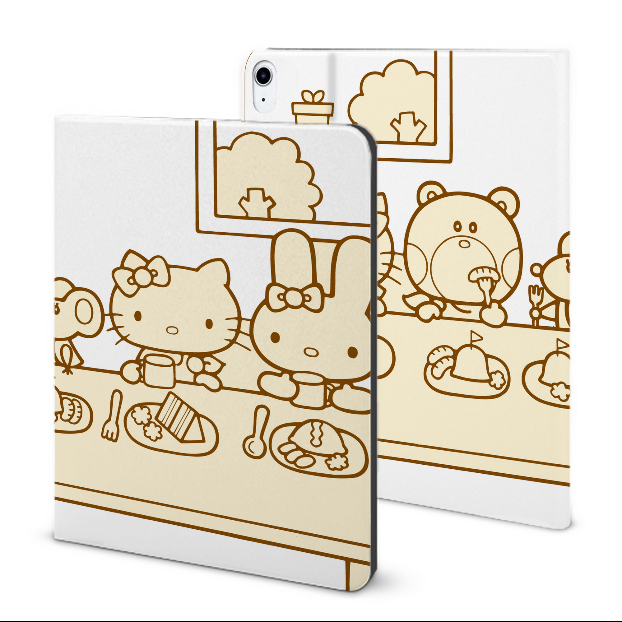 （画像用） Hello Kitty ハローキティ IPad ケース ブック型 PUレザー TPU 耐衝撃 軽量 薄型 ペン収納なし 全面保護 IPad 各モデル対応